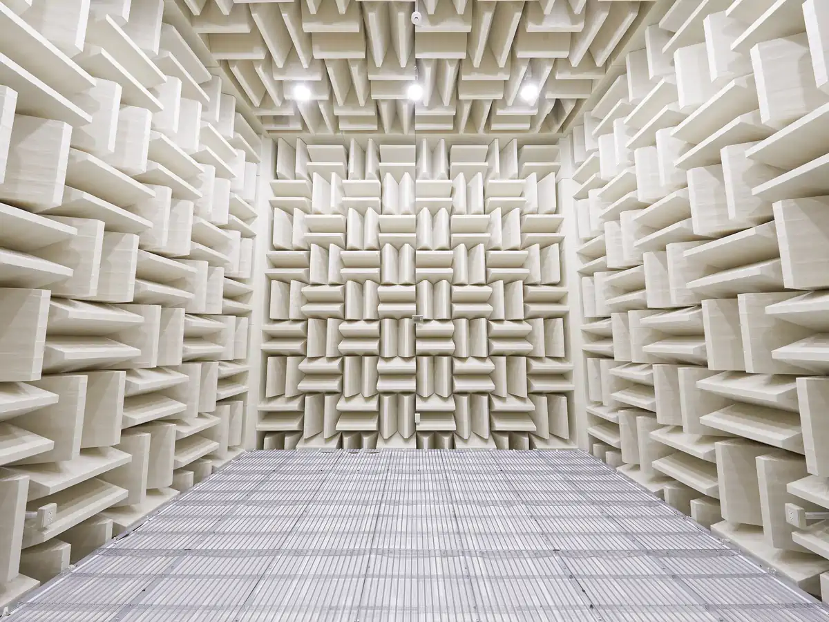 Full view of fully anechoic chamber medium angle Full view of fully anechoic chamber medium angle