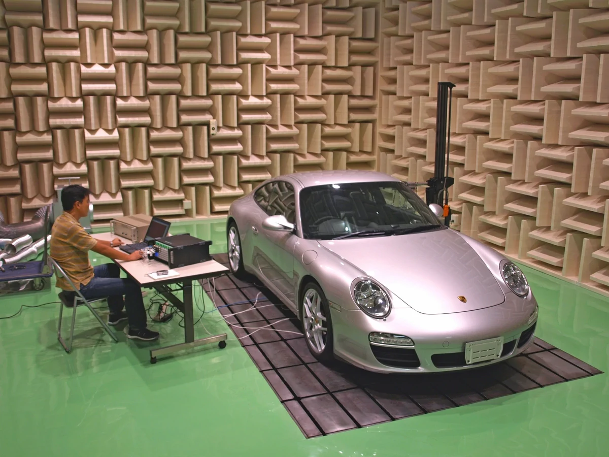 a car testing in a semi anechoic chamber a car testing in a semi anechoic chamber