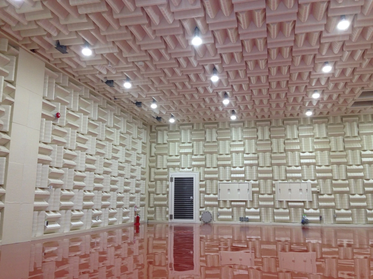 corner view of a semi anechoic chamebr with two doors corner view of a semi anechoic chamebr with two doors
