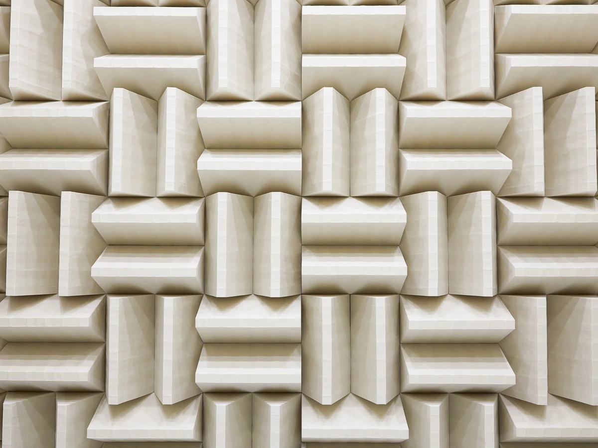 fully anechoic chamber showing sound absorbing wedges fully anechoic chamber showing sound absorbing wedges